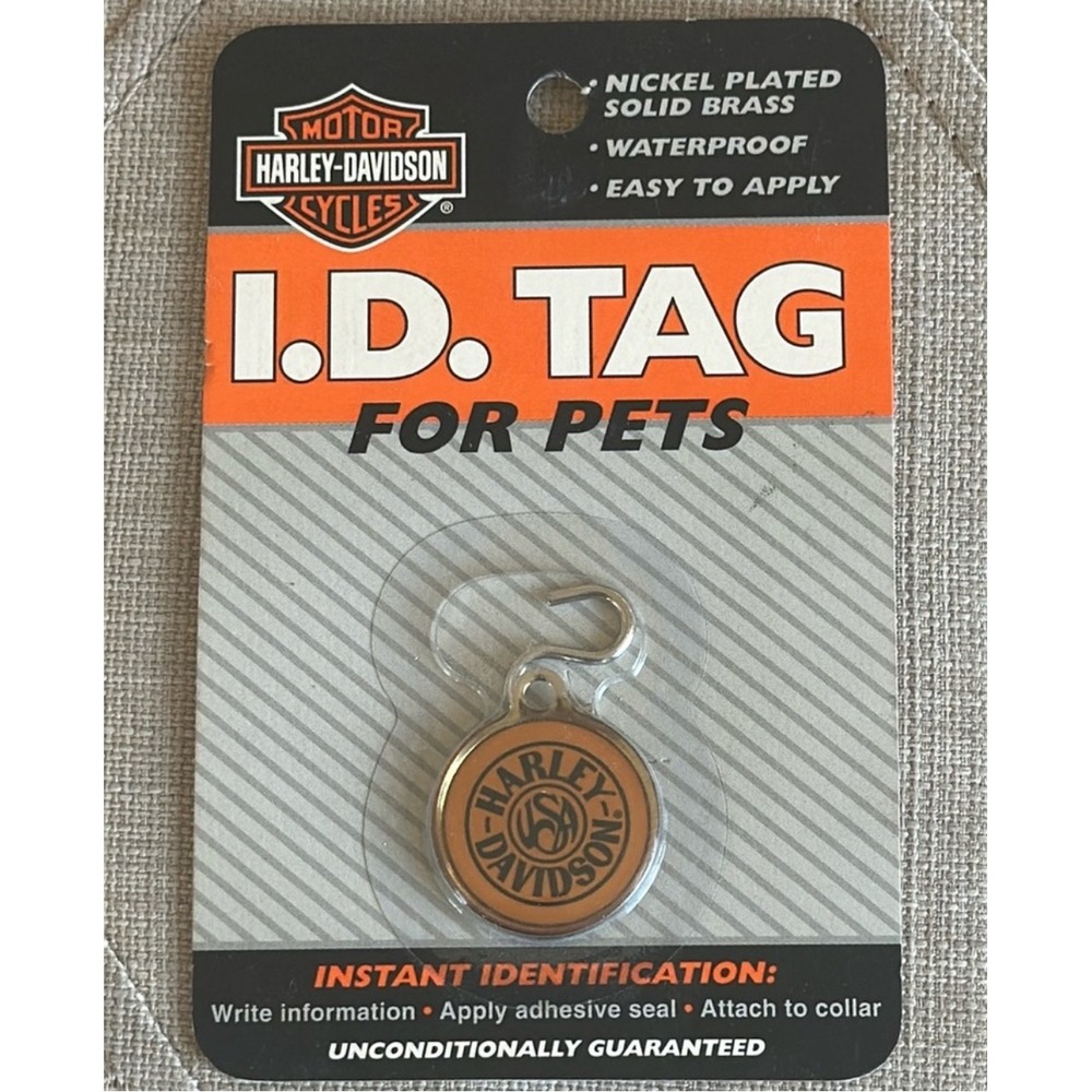 Harley‎ Davidson Pet ID Tag Nickel Plated Solid Brass Waterproof Easy Apply